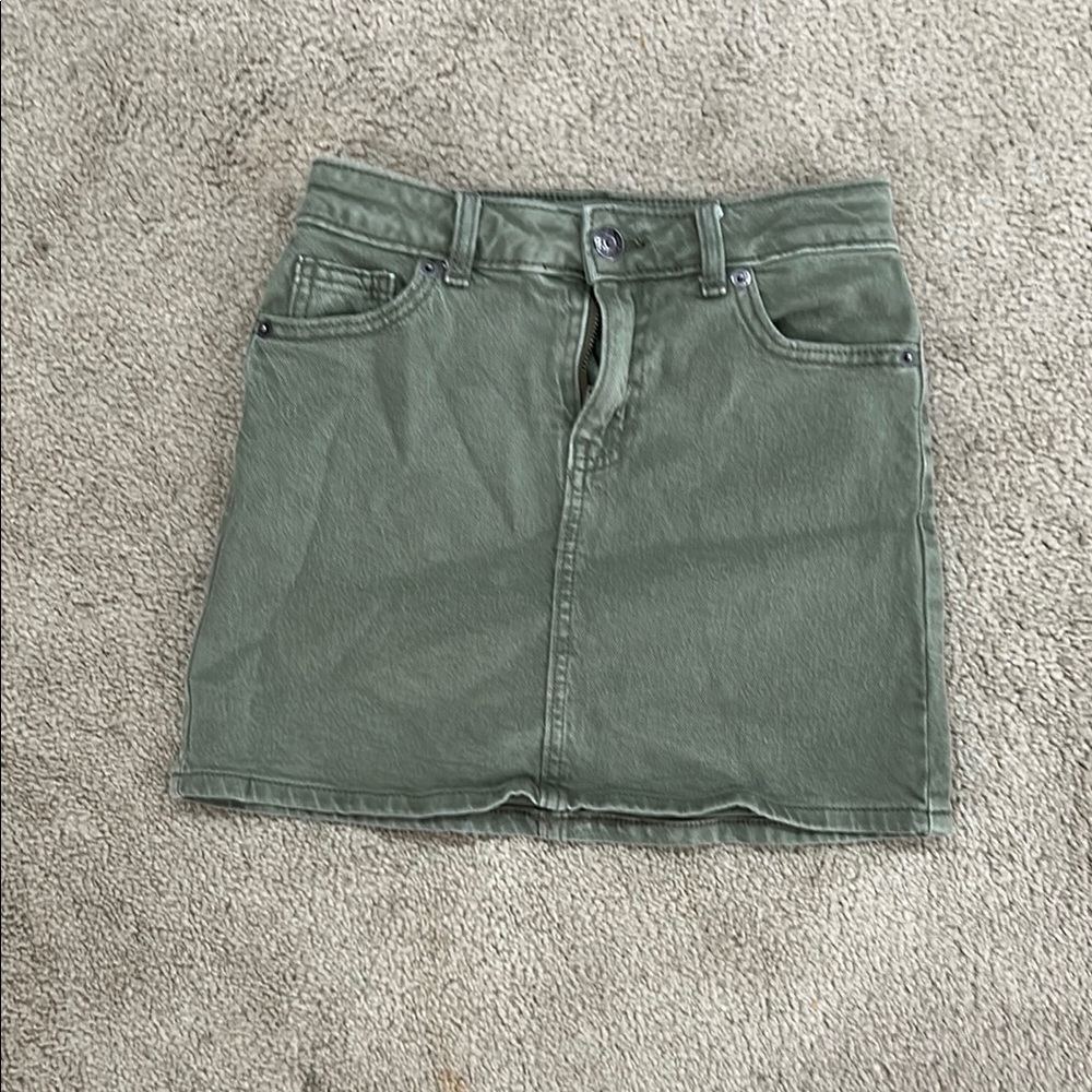 Olive Green Denim Skirt
